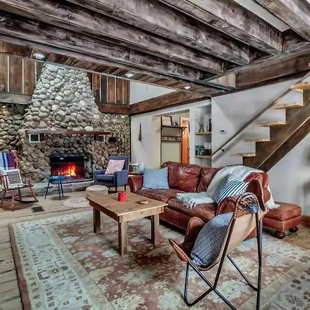 Rustic Cabin Wood Fireplace & Large Deck